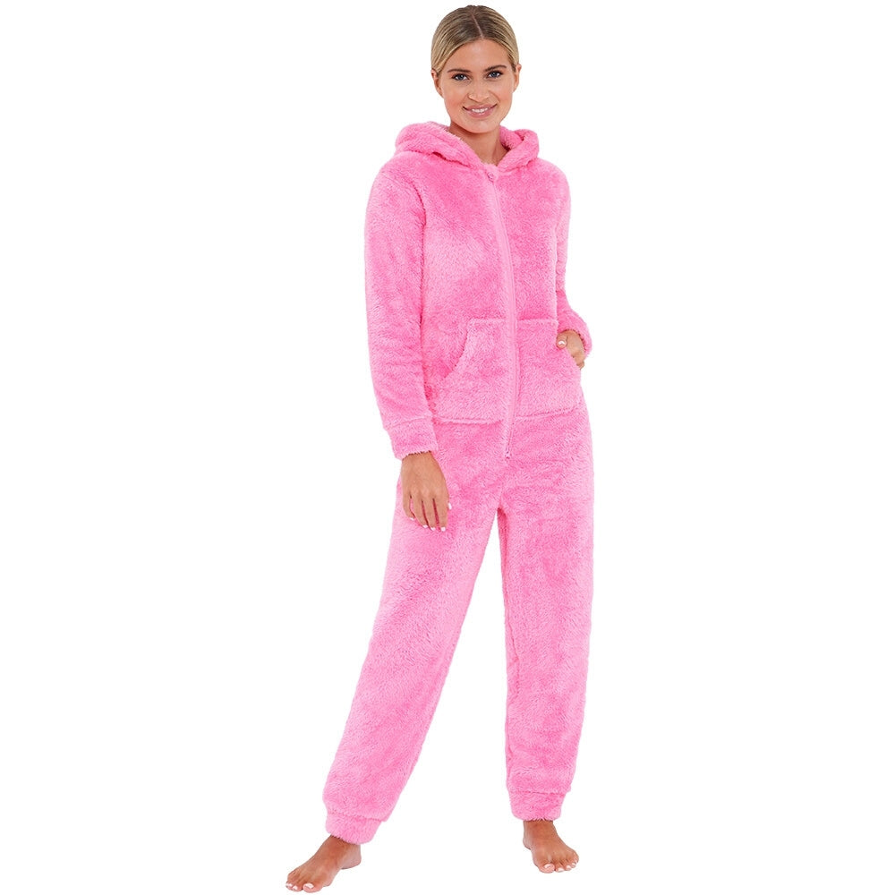 Adults Pink Fluffy Fleece Onesie Kids Onesies – kidsonesies