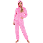 Women's Pink Fluffy Shaggy Fleece Onesie (7119991210145)