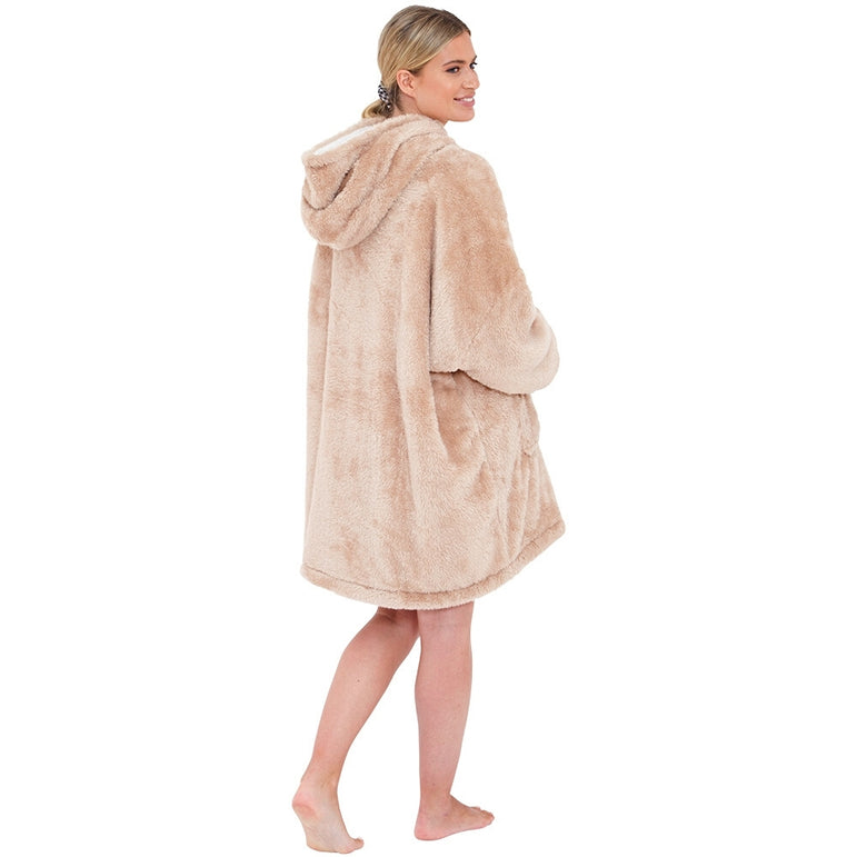 Womens Fluffy Fleece Wearable Hoodie Blanket (7104704381089)