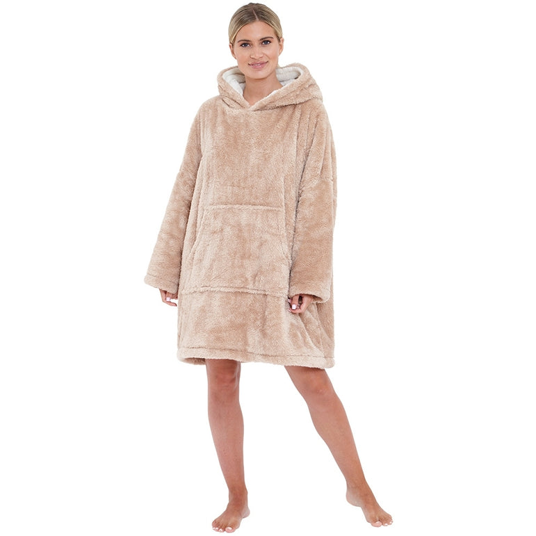 Womens Fluffy Fleece Wearable Hoodie Blanket (7104704381089)