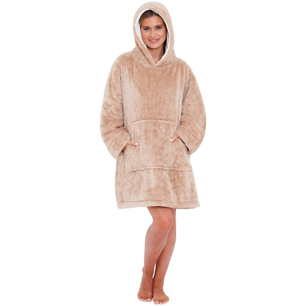 Womens Fluffy Fleece Wearable Hoodie Blanket (7104704381089)