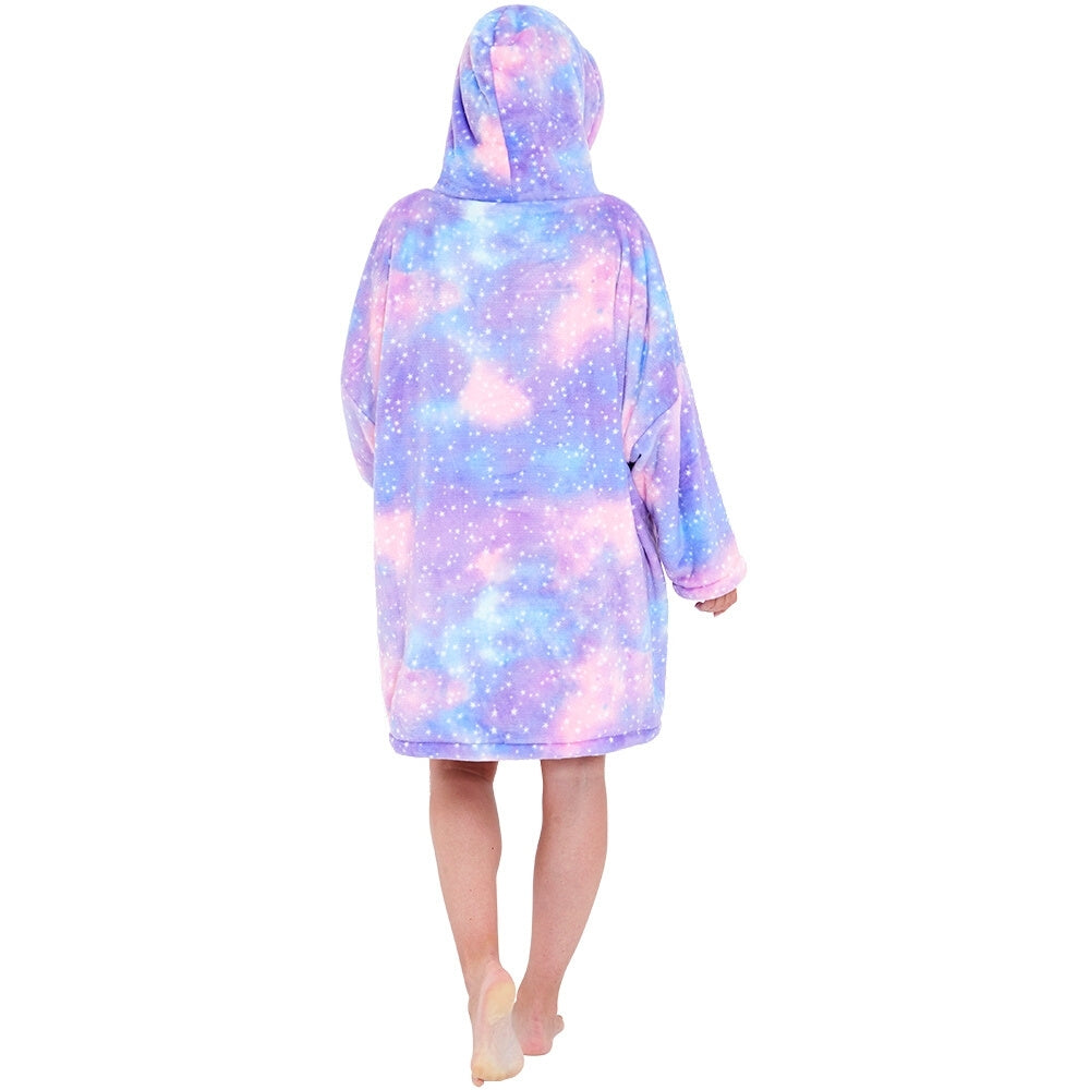 Womens Galaxy Fleece Wearable Hoodie Blanket (7104704118945)