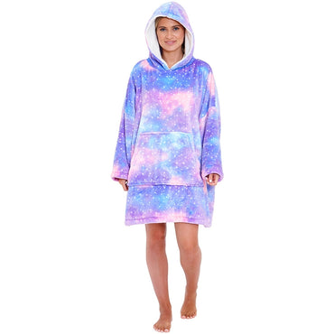 Womens Galaxy Fleece Wearable Hoodie Blanket (7104704118945)