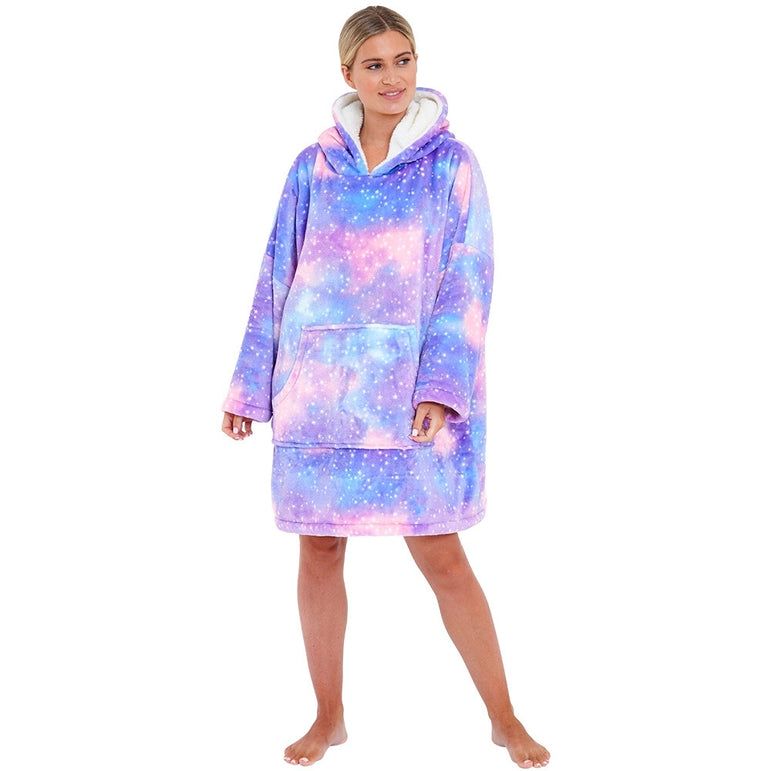 Womens Galaxy Fleece Wearable Hoodie Blanket (7104704118945)