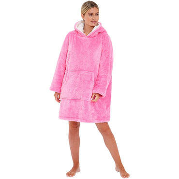 Womens Fluffy Fleece Wearable Hoodie Blanket (7104704348321)
