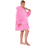 Womens Fluffy Fleece Wearable Hoodie Blanket (7104704348321)