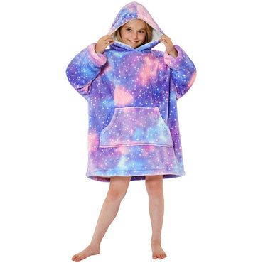 Girls Galaxy Fleece Wearable Hoodie Blanket (7104239632545)