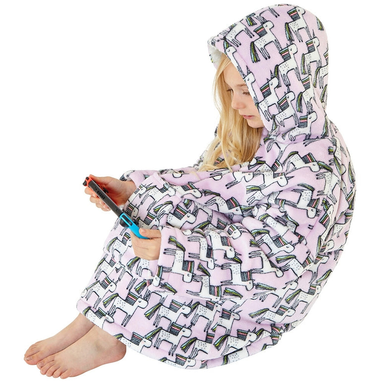 Pink Hooded Unicorn Wearable Hoodie Blanket Kids Onesies