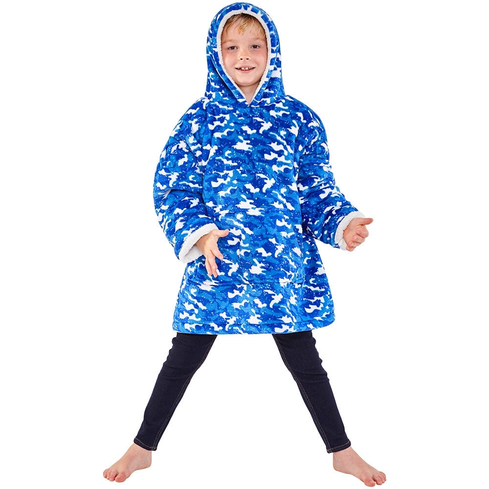 Boys Camouflage Fleece Wearable Hoodie Blanket (7104239763617)