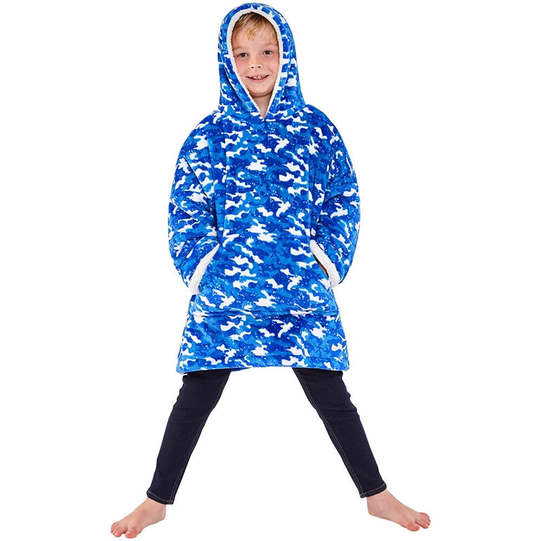 Boys Camouflage Fleece Wearable Hoodie Blanket (7104239763617)