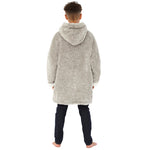 Kids Grey Fluffy Fleece Wearable Hoodie Blanket (7872968261858)