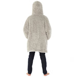 Kids Grey Fluffy Fleece Wearable Hoodie Blanket (7872968261858)