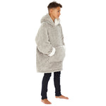 Kids Grey Fluffy Fleece Wearable Hoodie Blanket (7872968261858)