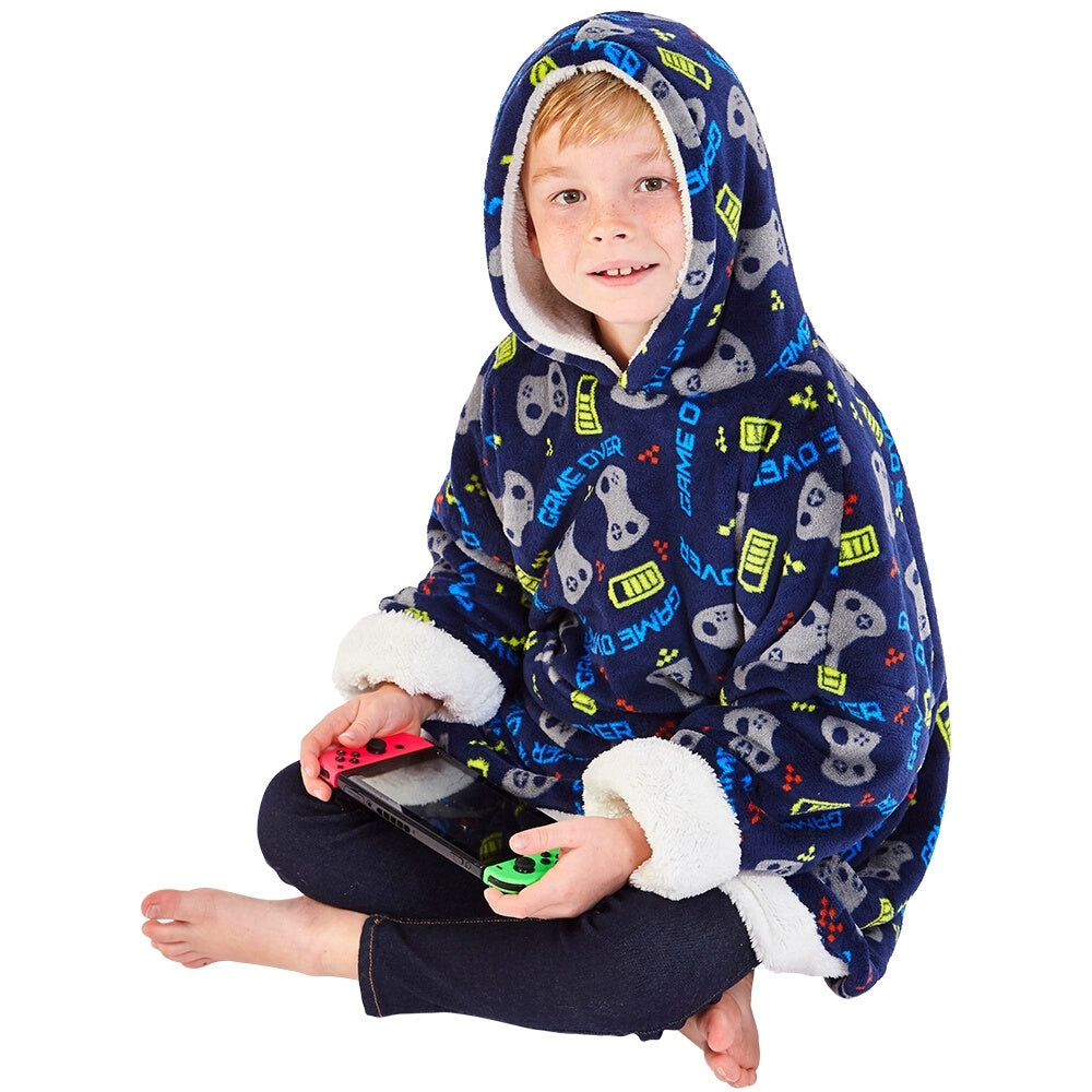 Boys Gaming Fleece Wearable Hoodie Blanket (7104239894689)