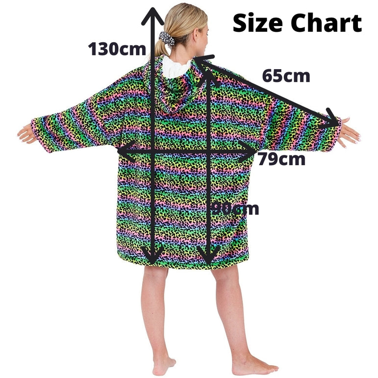 Womens Rainbow Animal Fleece Wearable Hoodie Blanket (7104704282785)