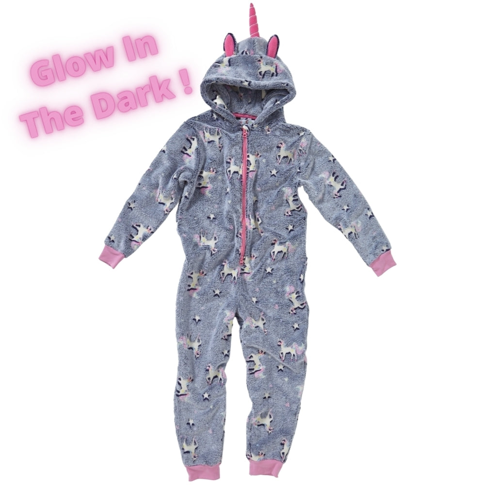 Girls Glow In The Dark Unicorn Onesie (7109355831457)