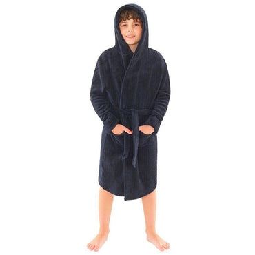 Kids Plain Hooded Fleece Dressing Gown (7994886783202)